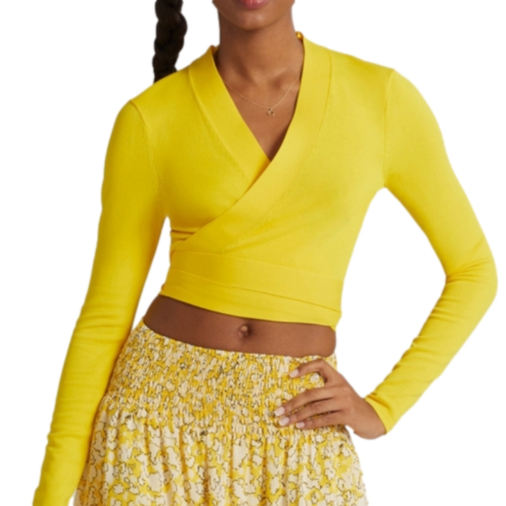 Yellow Wrap Crop Top